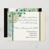 ヴィンテージピーコックフェザー披露宴招待状 エンクロージャーカード (正面/裏面)