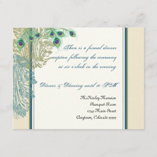 ヴィンテージピーコックフェザー披露宴招待状 エンクロージャーカード (正面)