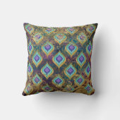 ヴィンテージピーコックフェザー金箔スクロールイカット クッション (裏面)