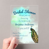 ヴィンテージピーコックブライダルシャワー アクリル招待状 (インサイチュ (ポータブル))