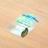 ヴィンテージピーコックブライダルシャワー アクリル招待状 (レイダウン)