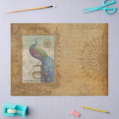 ヴィンテージピーコックブラウンアンティーク紙 薄葉紙 (クラフト)