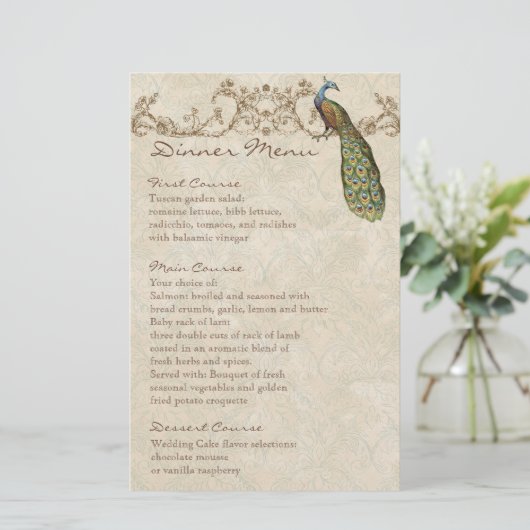 ヴィンテージピーコックブラック、ディナーメニューシート (スタンド正面)