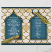 ヴィンテージピーコックブルーnホワイト金ゴールド結婚式 プログラム (裏面)