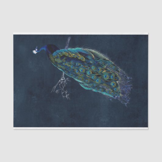 ヴィンテージピーコックミッドナイトブルーデコパージュ 薄葉紙 (正面)