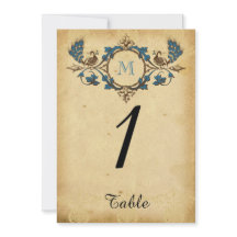 ヴィンテージピーコックモノグラム結婚のテーブル番号