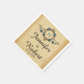 ヴィンテージピーコックモノグラム結婚ズナプキン スタンダードカクテルナプキン (角)