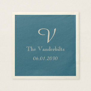 ヴィンテージピーコックモノグラム結婚ズナプキン スタンダードカクテルナプキン