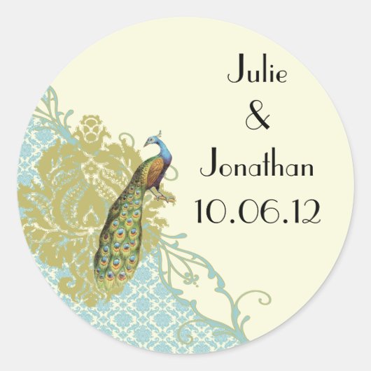 ヴィンテージピーコックラグーンダマスステッカー ラウンドシール (正面)