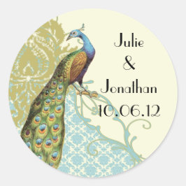 ヴィンテージピーコックラグーンダマスステッカー ラウンドシール