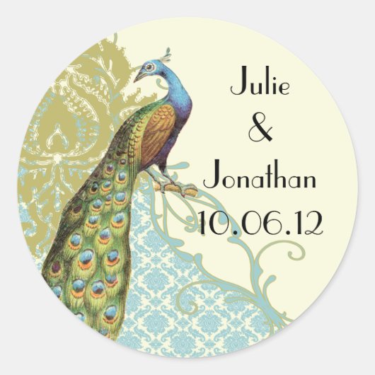 ヴィンテージピーコックラグーンダマスステッカー ラウンドシール (正面)