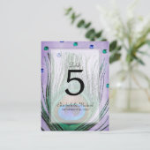 ヴィンテージピーコック宝石結婚紫のテーブル番号 ポストカード (スタンド正面)