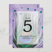 ヴィンテージピーコック宝石結婚紫のテーブル番号 ポストカード (正面/裏面)