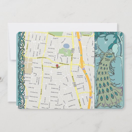 ヴィンテージピーコック結婚式招待状 招待状 (裏面)