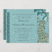 ヴィンテージピーコック結婚式招待状 招待状 (正面/裏面)