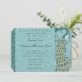 ヴィンテージピーコック結婚式招待状 招待状 (スタンド正面)