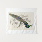 ヴィンテージピーコック自然史プリント タペストリー (正面(横))