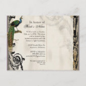 ヴィンテージピーコック6ミュージックノートカンデラブラスワール インビテーションポストカード (裏面)