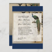 ヴィンテージピーコック6ミュージックノートカンデラブラスワール 招待状 (正面/裏面)