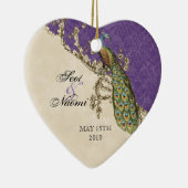 ヴィンテージピーコック&エッチングクリスマス装飾 セラミックオーナメント (右)