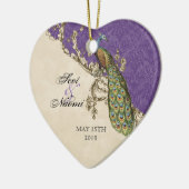 ヴィンテージピーコック&エッチングクリスマス装飾 セラミックオーナメント (左)