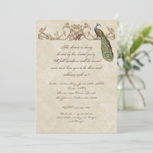 ヴィンテージピーコック&エッチングス結婚式招待状 招待状 (スタンド正面)