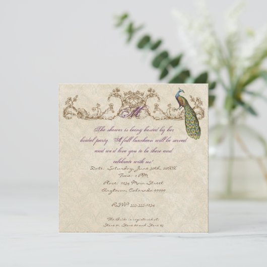 ヴィンテージピーコック&エッチングス結婚式招待状 招待状 (スタンド正面)
