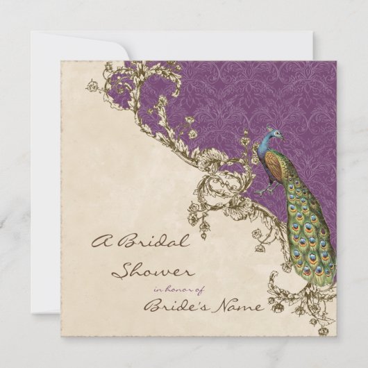 ヴィンテージピーコック&エッチングス結婚式招待状 招待状 (裏面)