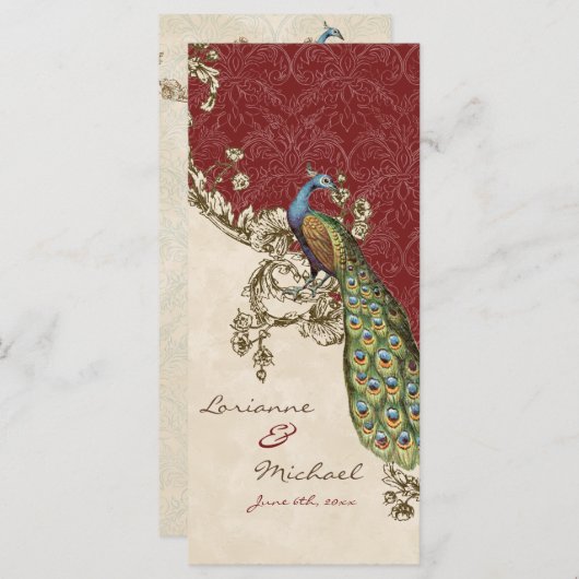 ヴィンテージピーコック&エッチングズ結婚式招待状 プログラム (正面/裏面)