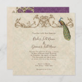 ヴィンテージピーコック&エッチングズ結婚式招待状 招待状 (正面/裏面)