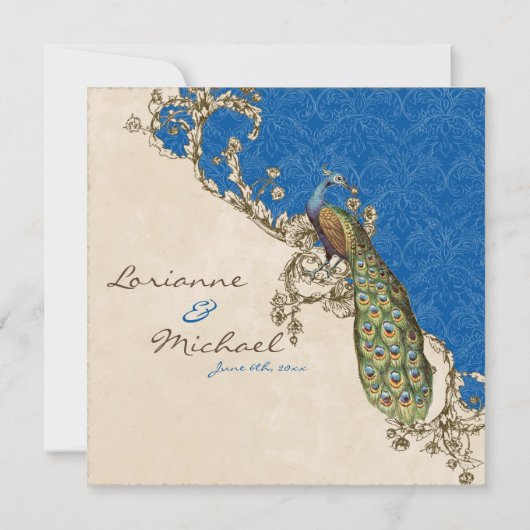 ヴィンテージピーコック&エッチングズ結婚式招待状 招待状 (裏面)