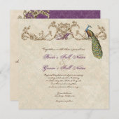 ヴィンテージピーコック&エッチングズ結婚式招待状 招待状 (正面/裏面)