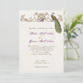 ヴィンテージピーコック&エッチング結婚式招待状ホワイト 招待状 (スタンド正面)