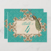 ヴィンテージピーコック&エッチング、テーブル番号カード ポストカード (正面/裏面)