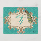 ヴィンテージピーコック&エッチング、テーブル番号カード ポストカード (裏面)