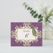 ヴィンテージピーコック&エッチング、テーブル番号カード ポストカード (スタンド正面)