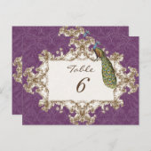 ヴィンテージピーコック&エッチング、テーブル番号カード ポストカード (正面/裏面)