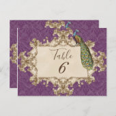 ヴィンテージピーコック&エッチング、テーブル番号カード ポストカード (正面/裏面)