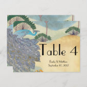 ヴィンテージピーコック&パーム結婚ツリーのナンバーカード ポストカード (正面/裏面)