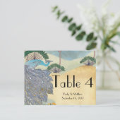 ヴィンテージピーコック&パーム結婚ツリーのナンバーカード ポストカード (スタンド正面)