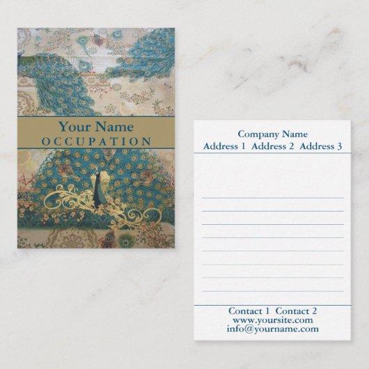 ヴィンテージピーコック – ビジネスカード (正面/裏面)