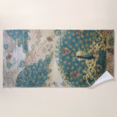 ヴィンテージピーコック-ビーチタオル ビーチタオル (正面)