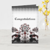 ヴィンテージピーコック&フローラゴシック結婚ズ カード (黄色い花)