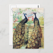 ヴィンテージピーコック – Happy Mother's Day ポストカード (正面/裏面)