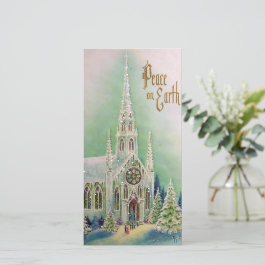 ヴィンテージピースオンアースクリスマスフォトカード シーズンカード (スタンド正面)