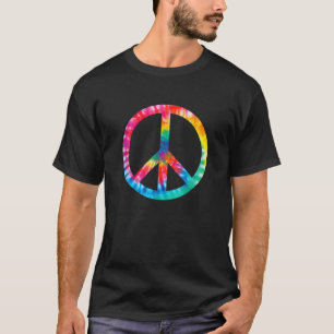 ヴィンテージピースサイン絞り染めスタイルピースサインデザイン Tシャツ