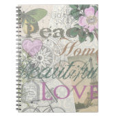 ヴィンテージピースホームビューティフルラブデザイナーコラージュ ノートブック (正面)