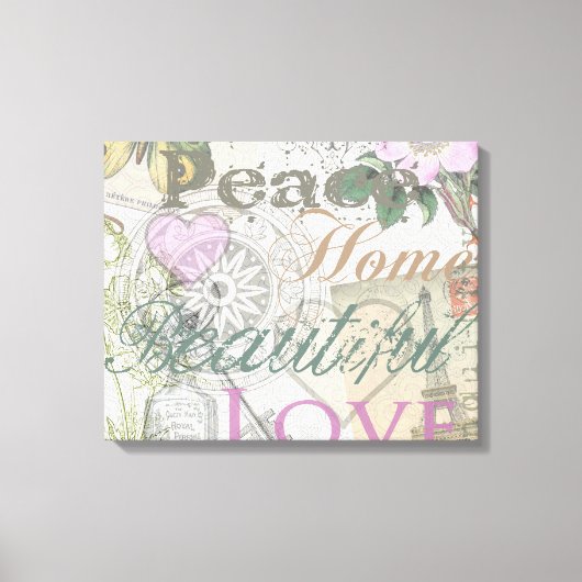 ヴィンテージピースホームビューティフルラブ キャンバスプリント (正面)