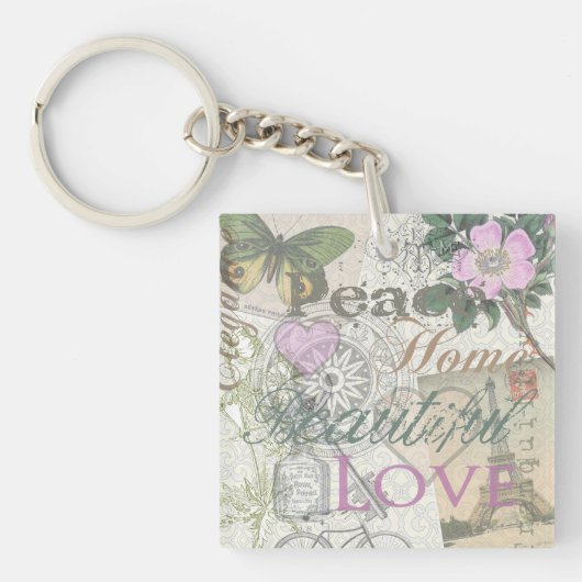 ヴィンテージピースホームビューティフルラブ キーホルダー (正面)