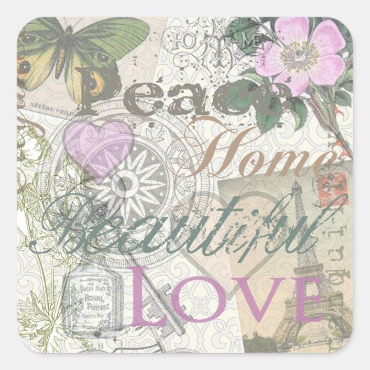 ヴィンテージピースホームビューティフルラブ スクエアシール (正面)
